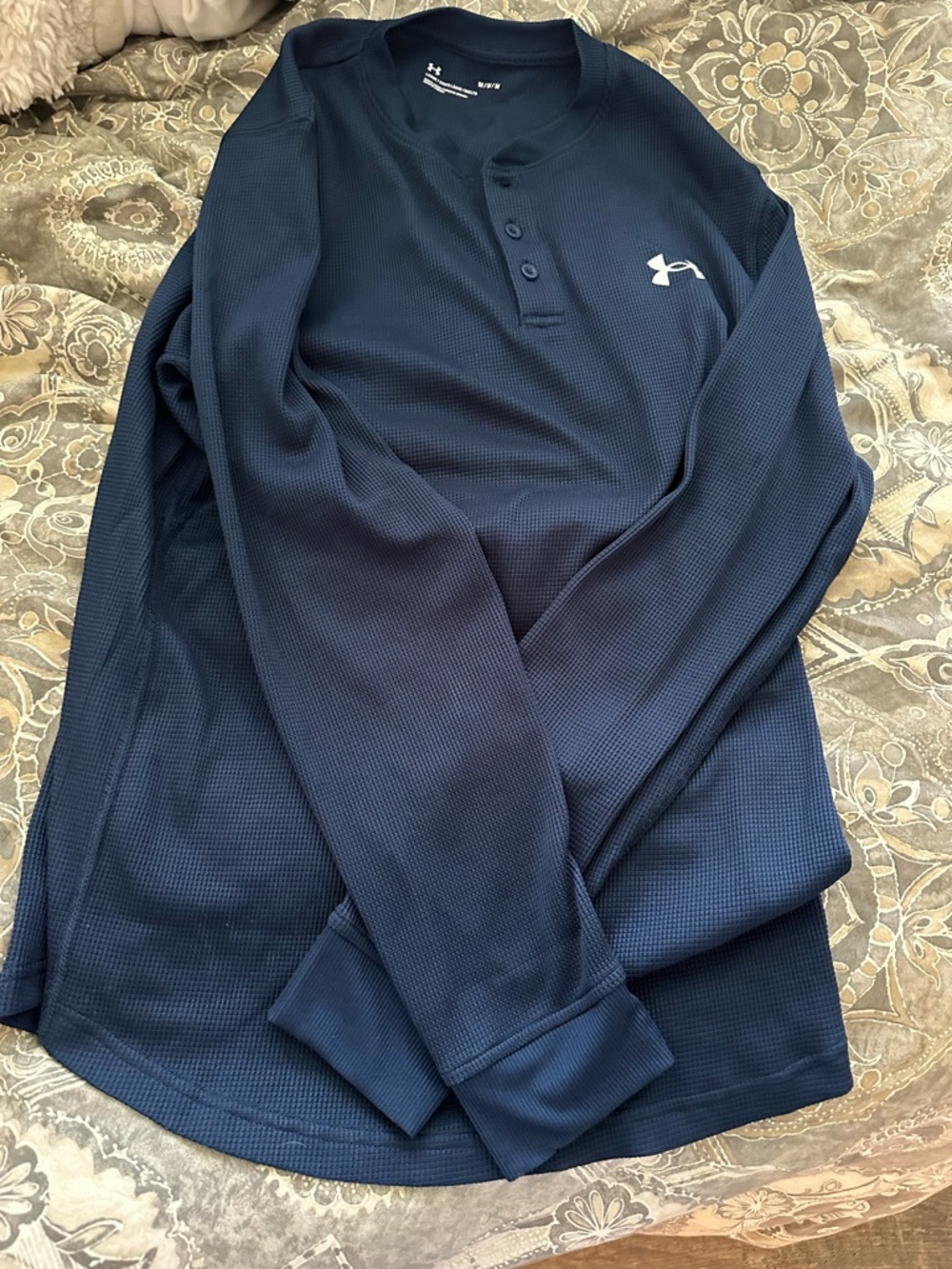 Under Armour Men's Navy Waffle Knit Henley Long Sleeve